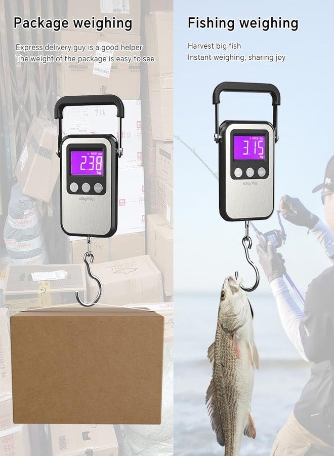 Mougerk Digital Luggage Weight Scale 132lb 60kg Hanging Scales Fish Scale, 2 AAA Batteries (Not Included) (Black) - Image 5